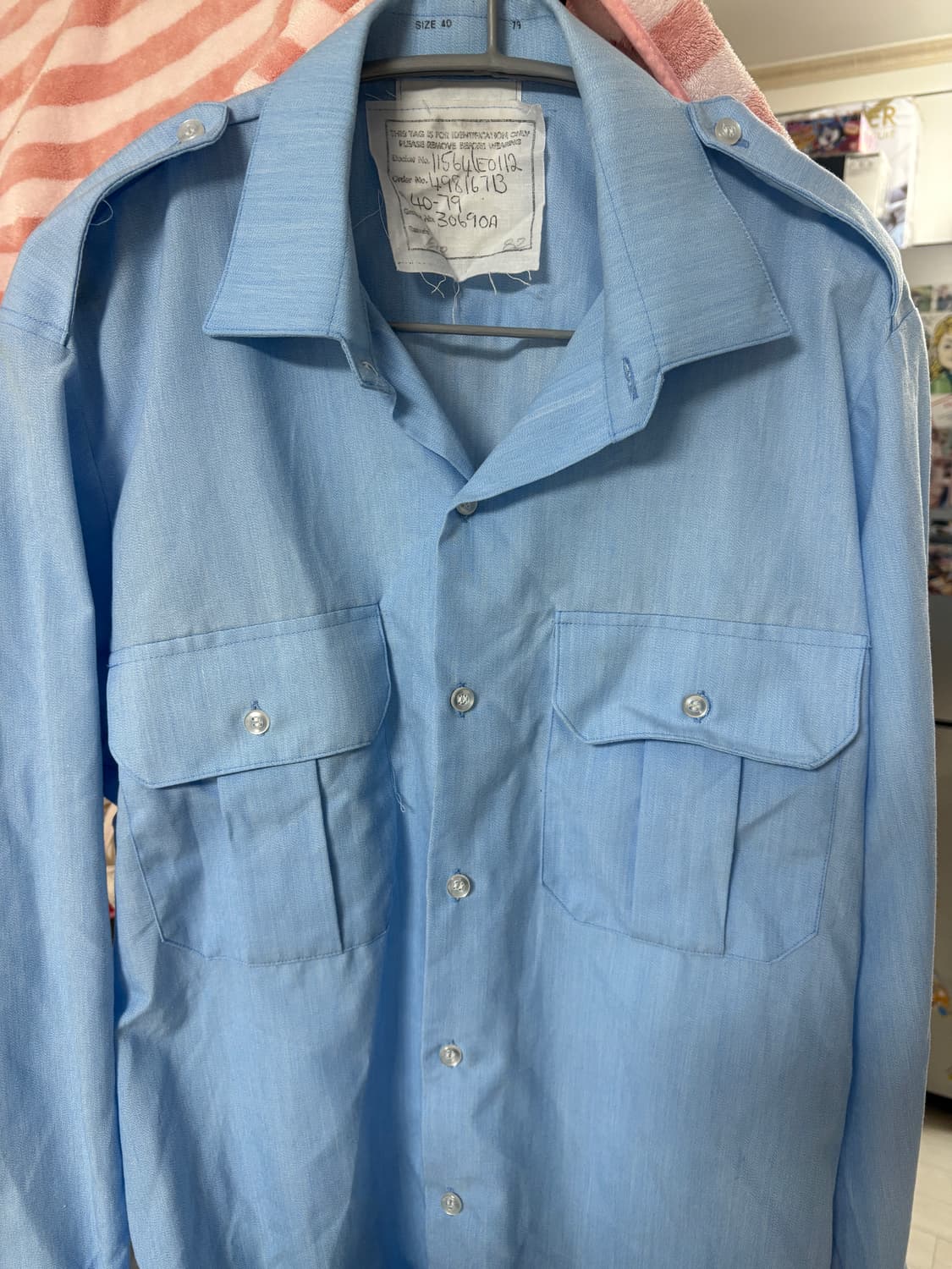 89년 호주군 보급 셔츠 체스트 포켓 스카이 블루 셔츠 105 상당 상품이미지3