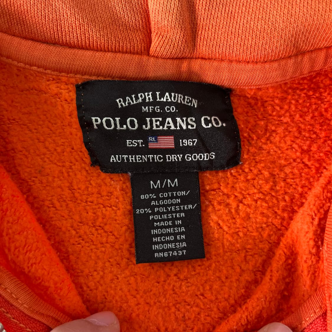 100 폴로랄프로렌 진스 오렌지 후드집업 상품이미지3
