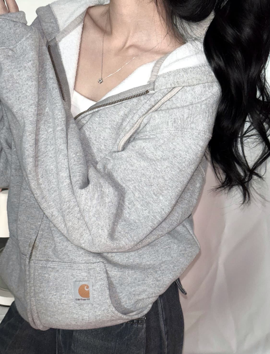 🐰칼하트 그레이 데일리 코튼 후드집업🪽🤍 상품이미지1