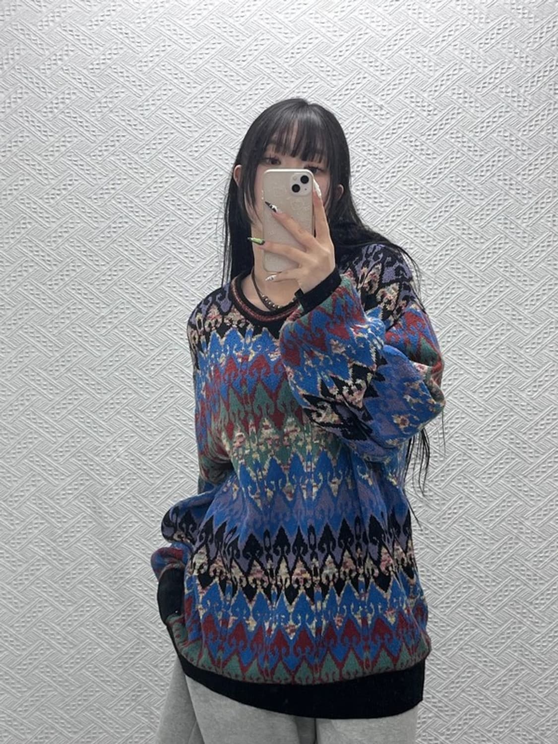 버밀리온 밀라노 빈티지 히피 보헤미안 패턴 니트 V C08729 상품이미지2