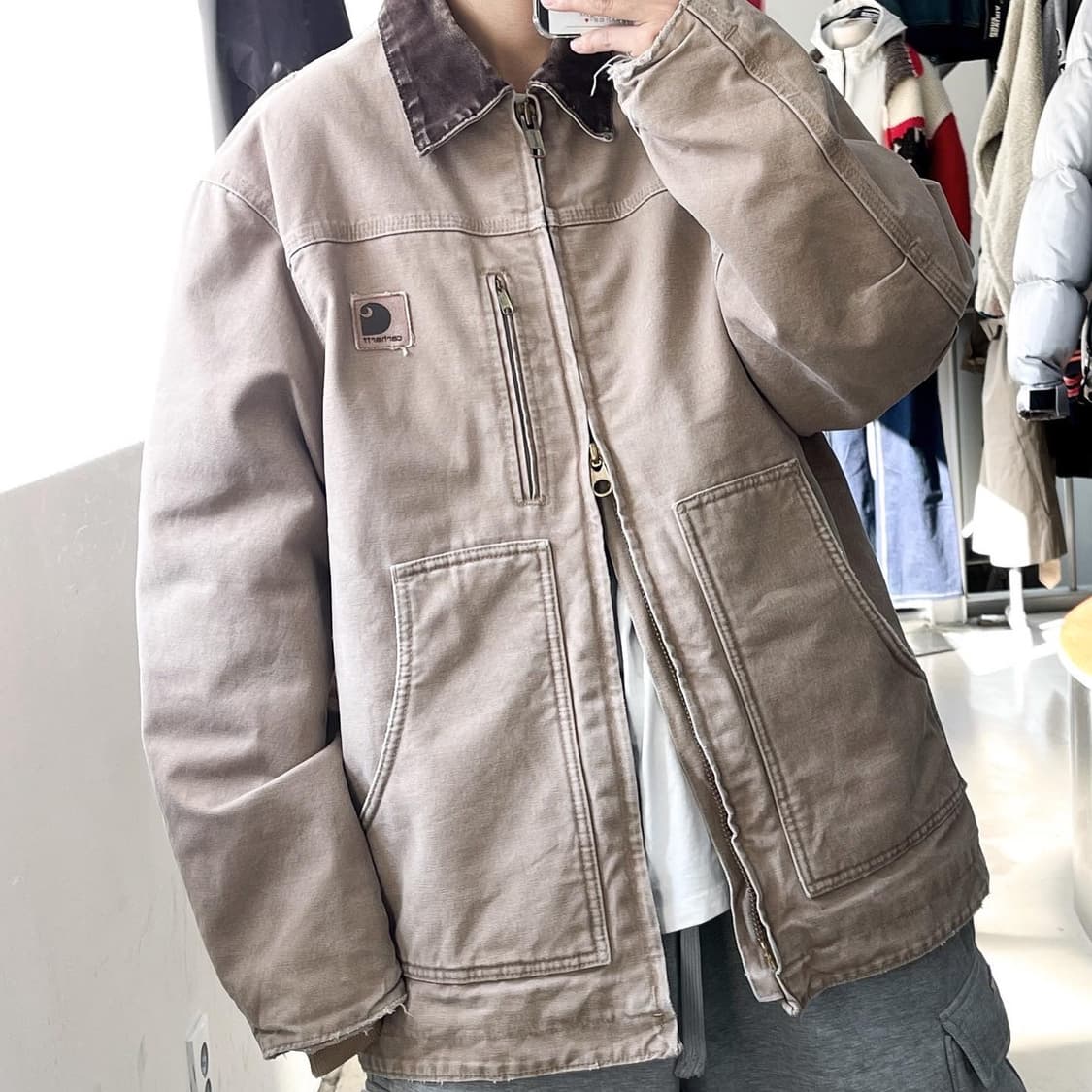 칼하트 C61 샌드스톤 릿지 쉐르파 라이닝 워크 자켓 상품이미지2