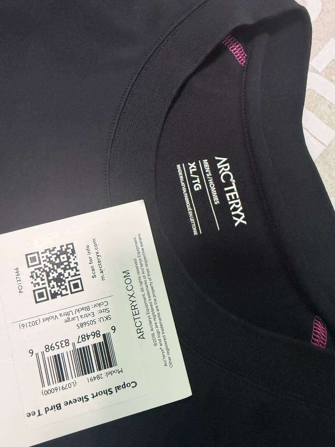 아크테릭스 시스템 A 코팔 버드 티셔츠 블랙 울트라 바이올렛 XL 상품이미지4