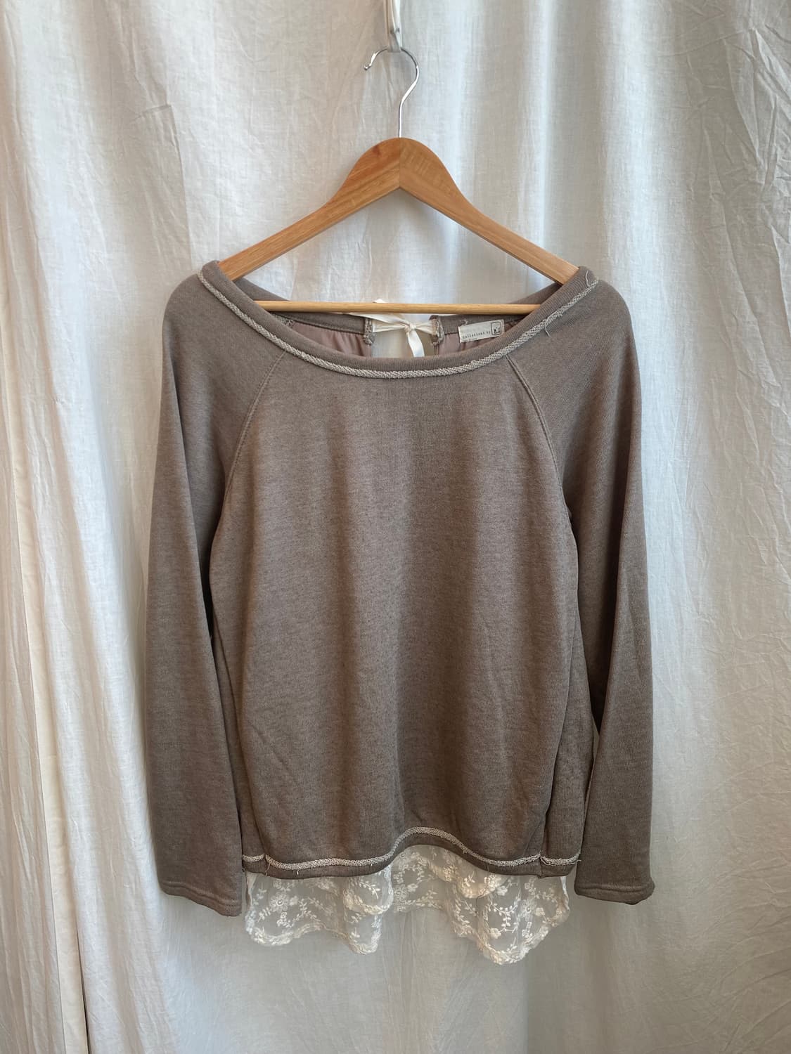 브라운 레이스 맨투맨탑(L) 상품이미지1