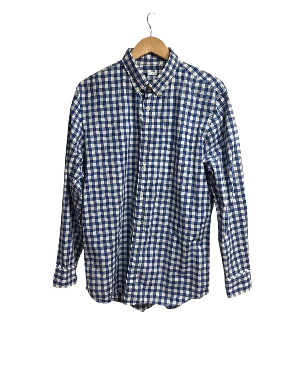 유니클로 블루 체크 코튼 셔츠 XL size 상품이미지1