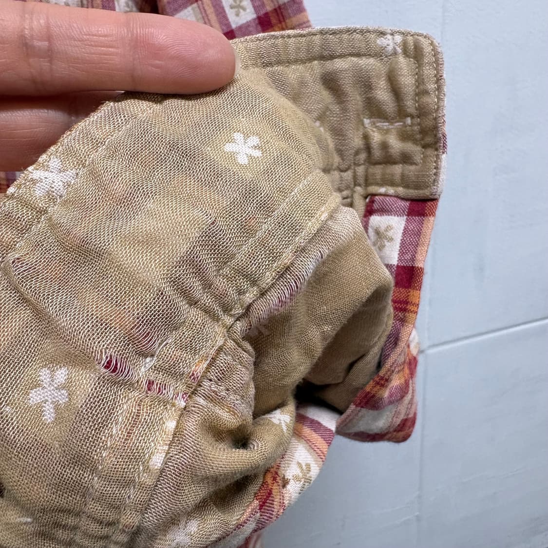 JANERIVER 자수 모리걸 체크 남방 M 상품이미지5