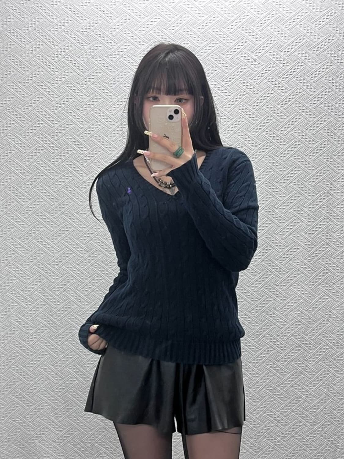 폴로 랄프로렌 빈티지 캐주얼 폭닥 브이넥 꽈배기 니트 S C09671 상품이미지2