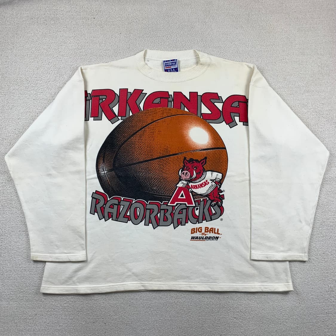 90's Wauldron Sports 아칸소 레인저백스 팀 빅로고 긴팔티 상품이미지1