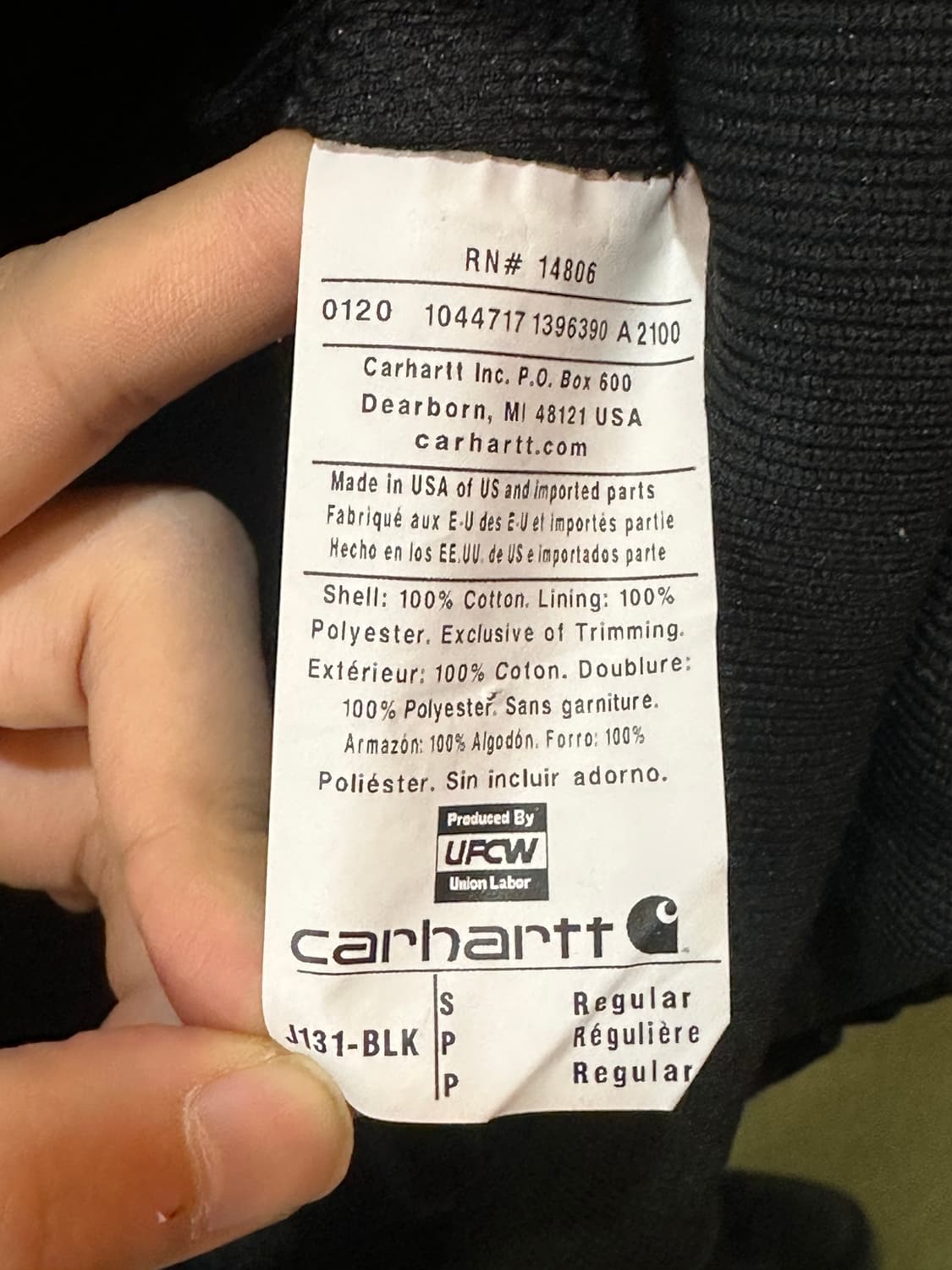 USA Made Carhartt J131 BLK Hooded jacket 상품이미지5