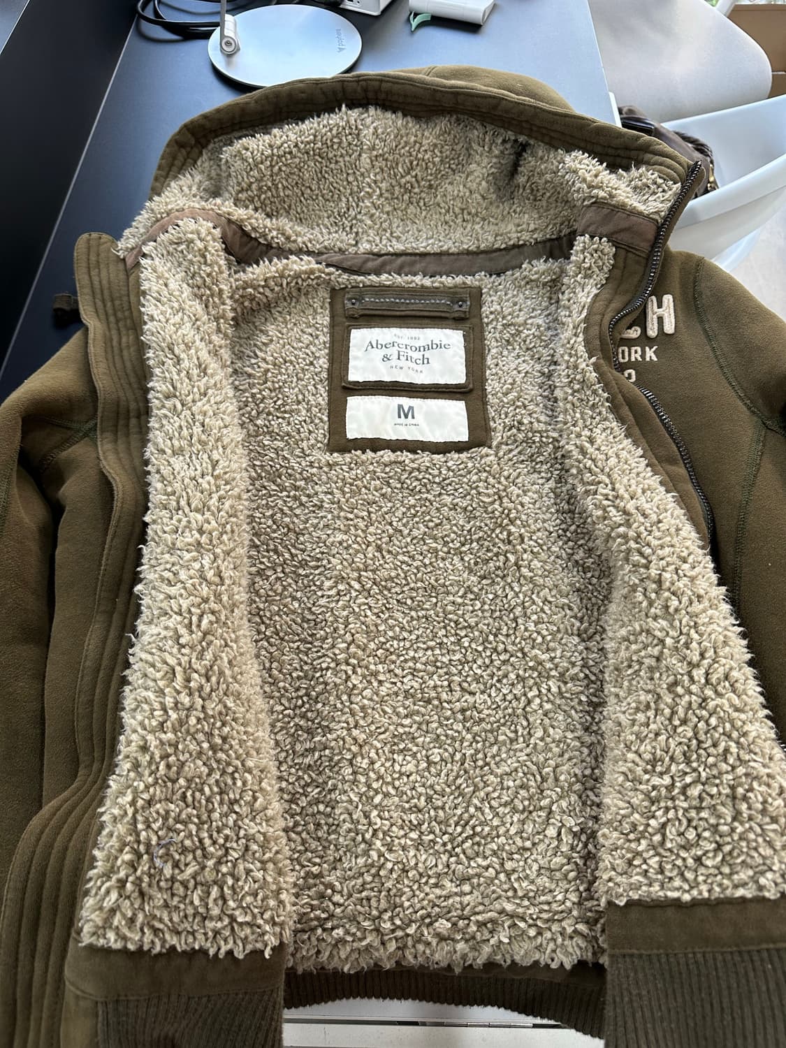 아베크롬비 양털울프죠 후드자켓 카키브라운 상품이미지5