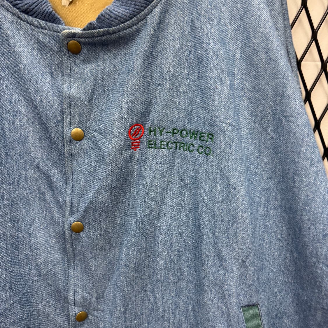 USA VTG 90s 빈티지 데님 바시티 그린 배색 워크 자켓 상품이미지5