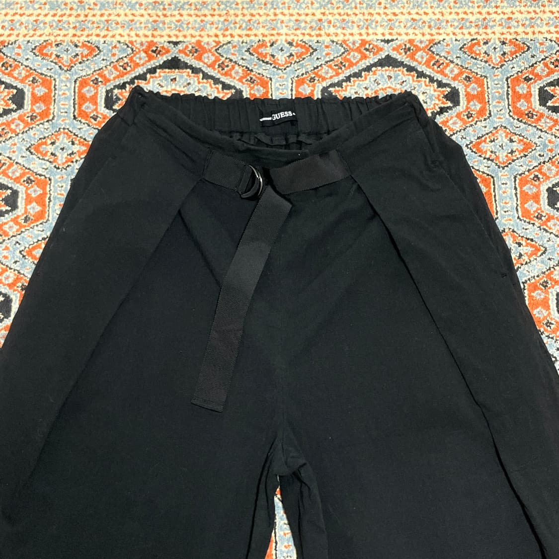 게스 블랙 밴딩 벨트 와이드 팬츠 여성28 상품이미지2