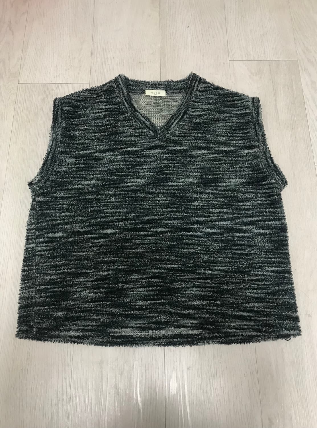 브이넥 오버핏 그린 스트라이프 니트 베스트(조끼) 상품이미지1