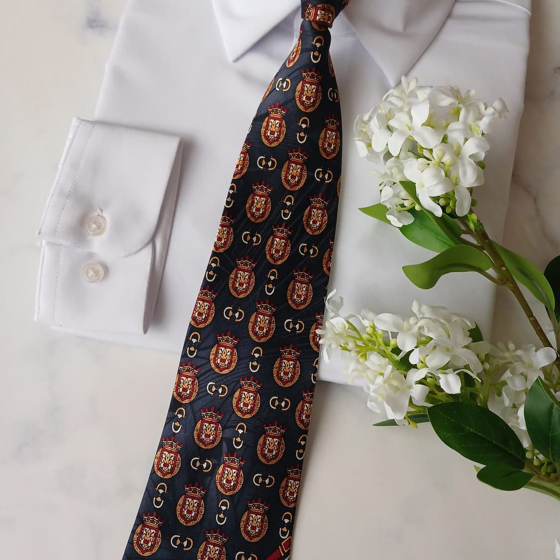 니나리치 실크 네이비 믹스 패턴 넥타이 10.1cm B등급 A19729 상품이미지6