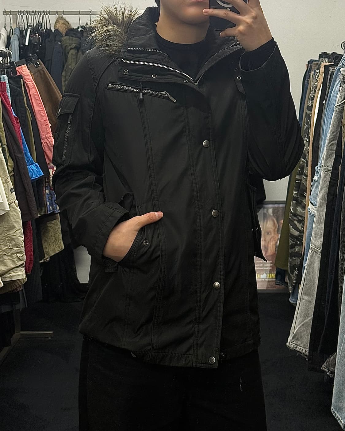 루이스 샤블론 일본 라쿤 퍼 야상 개파카 고스 펑크 락시크 하이넥 지퍼 상품이미지1