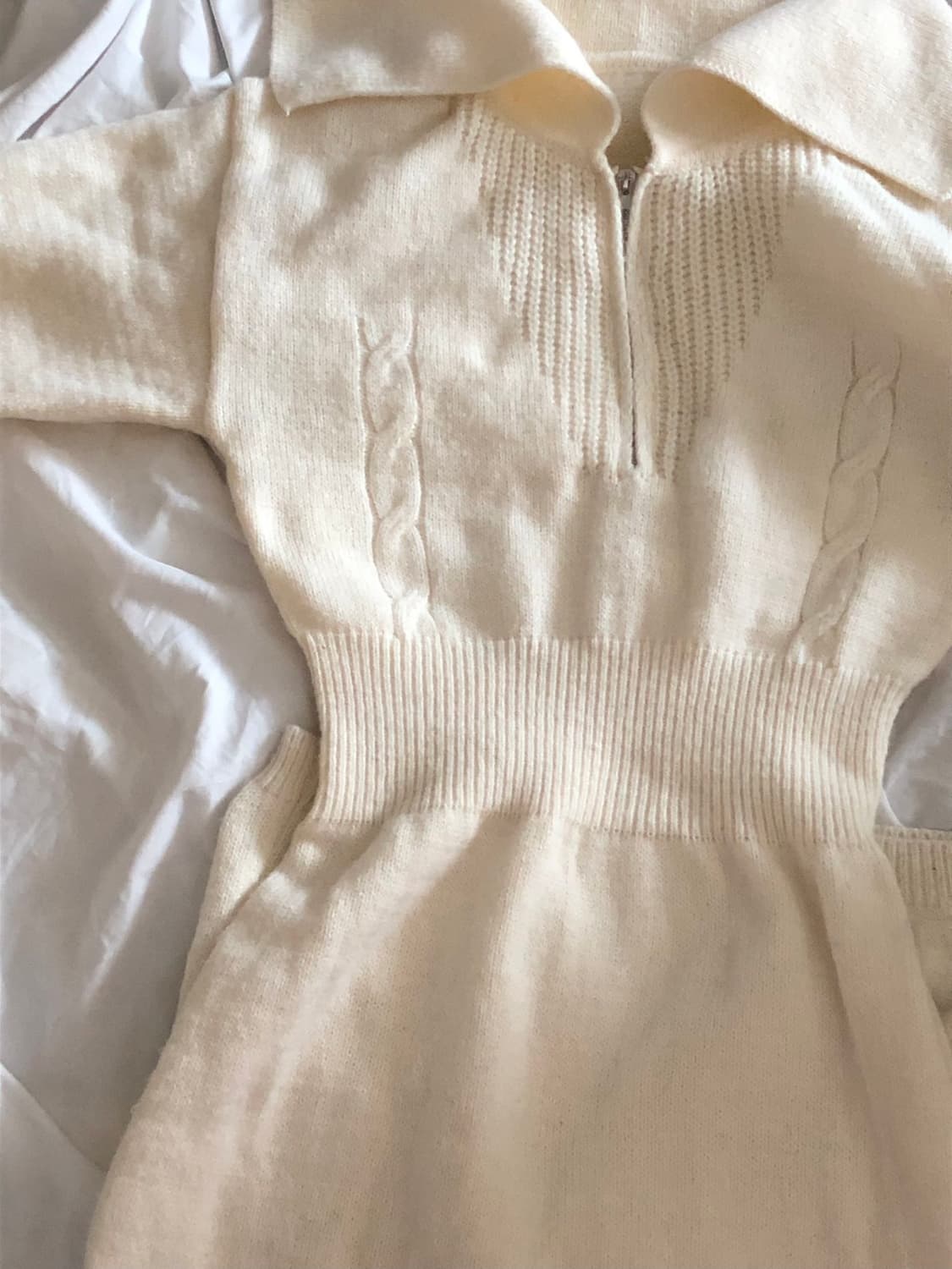 세일러 카라 집업 니트 롱원피스 상품이미지1