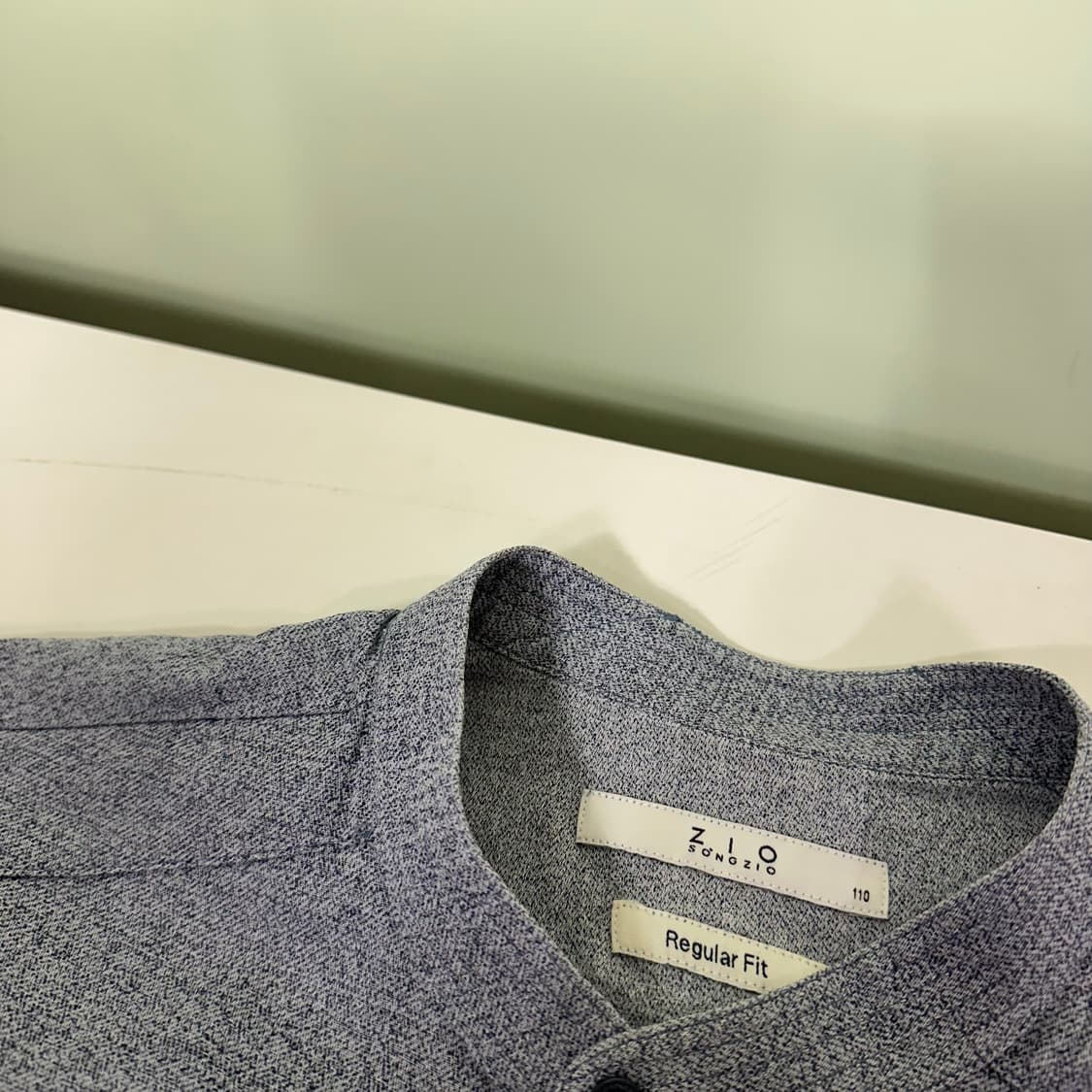 L 지오송지오 나염네이비 레귤러핏 논카라 7부셔츠 상품이미지2