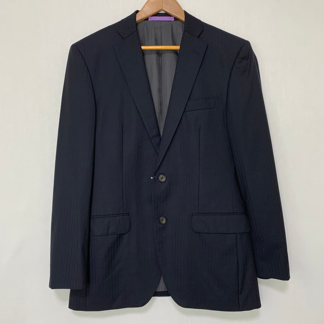 로로피아나 세로 스트라이프 원단 네이비 버튼 블레이저 정장 자켓 A7 상품이미지2