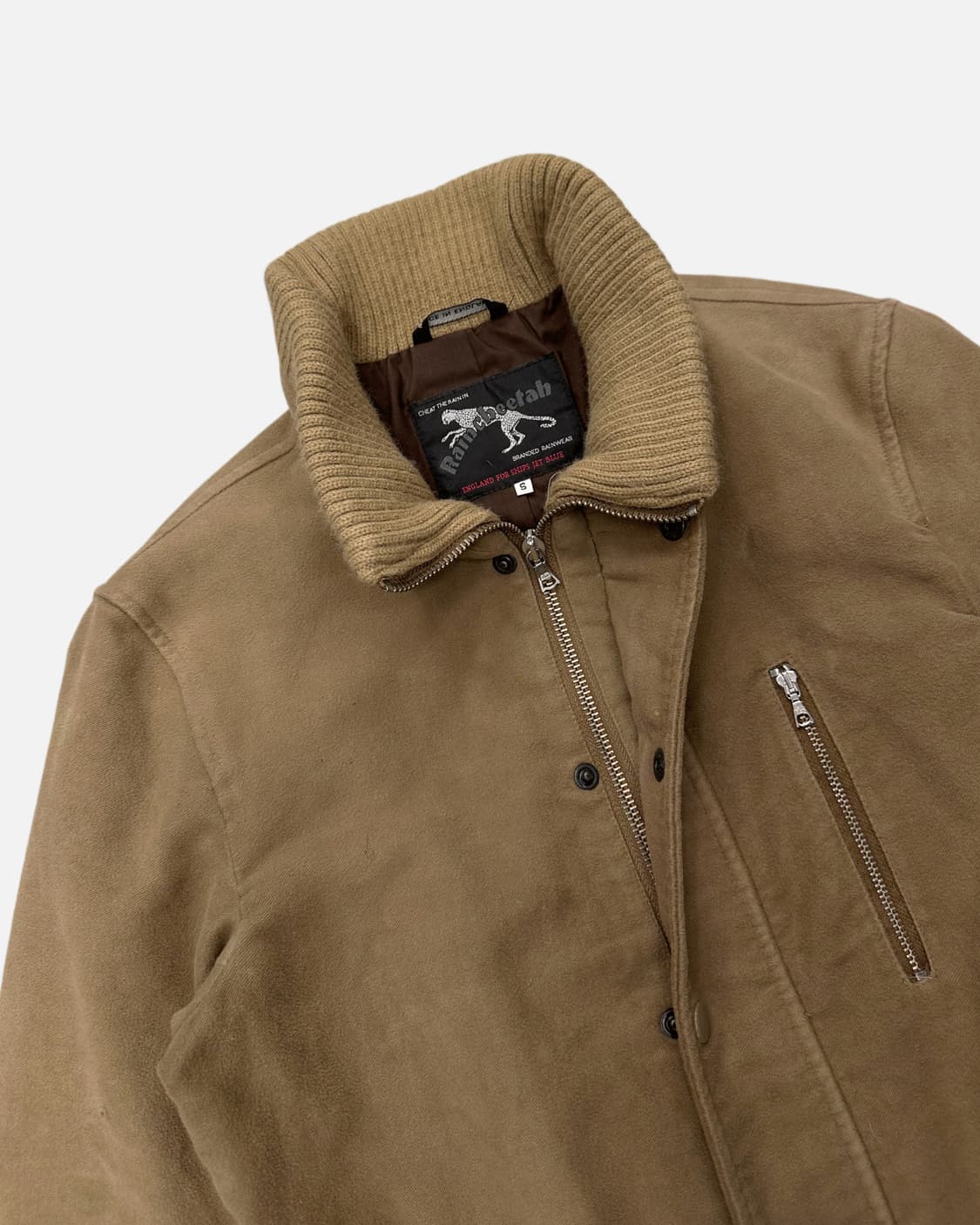 beige ribbed collar zip-up jacket 상품이미지4