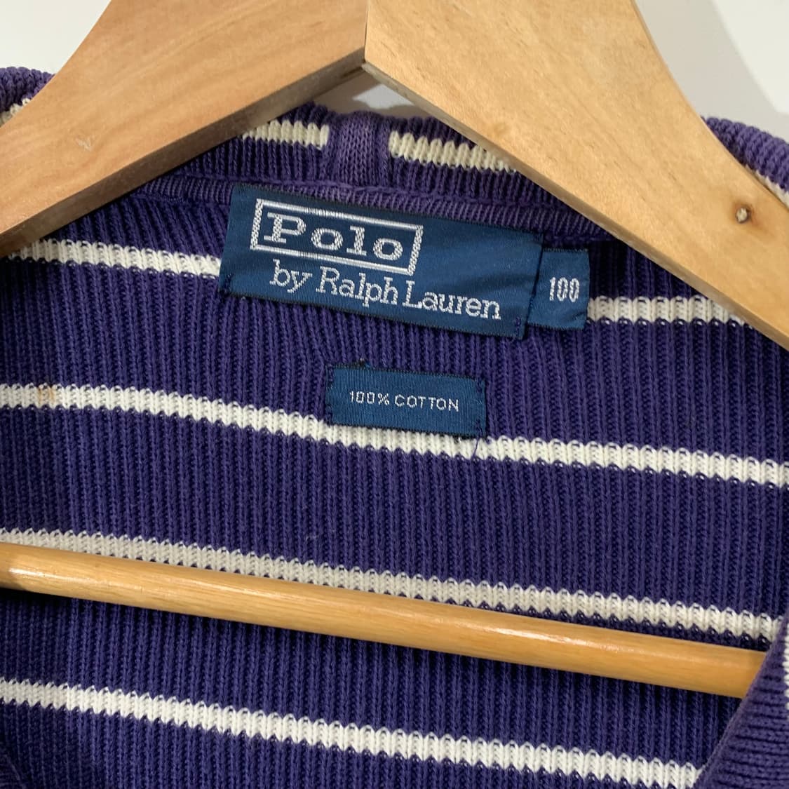 폴로 코튼 스트라이프 후드 니트집업 상품이미지3