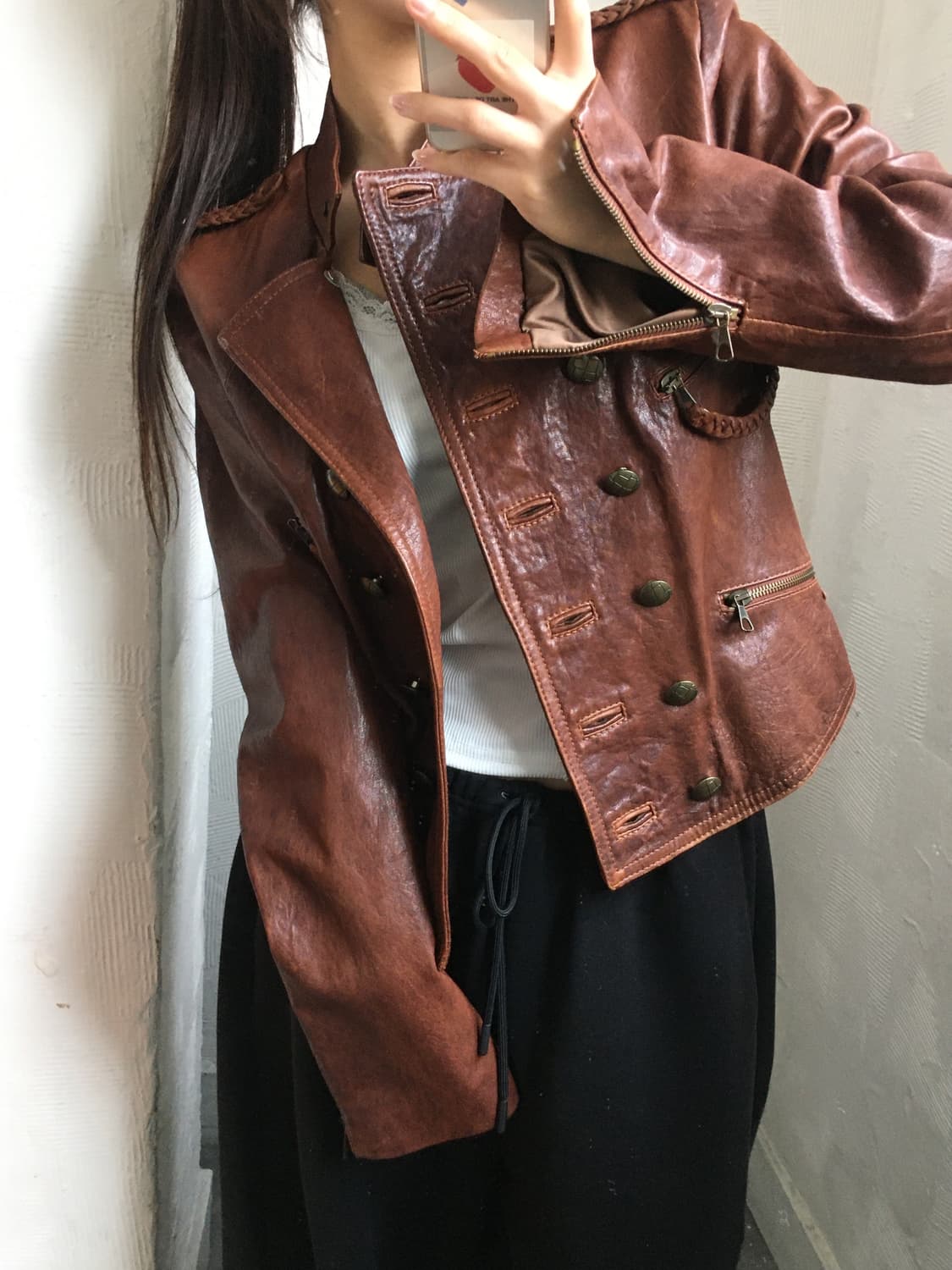 WE ARE REPLAY 위아레플레이 버건디 레더 자켓 상품이미지4