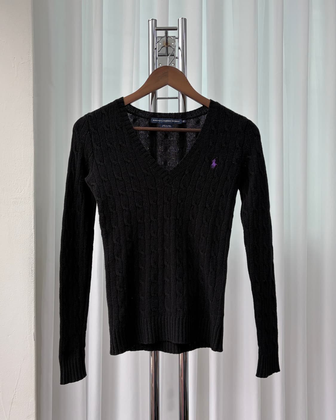 [XS]폴로 랄프로렌 램스울 브이넥 케이블 니트 상품이미지2