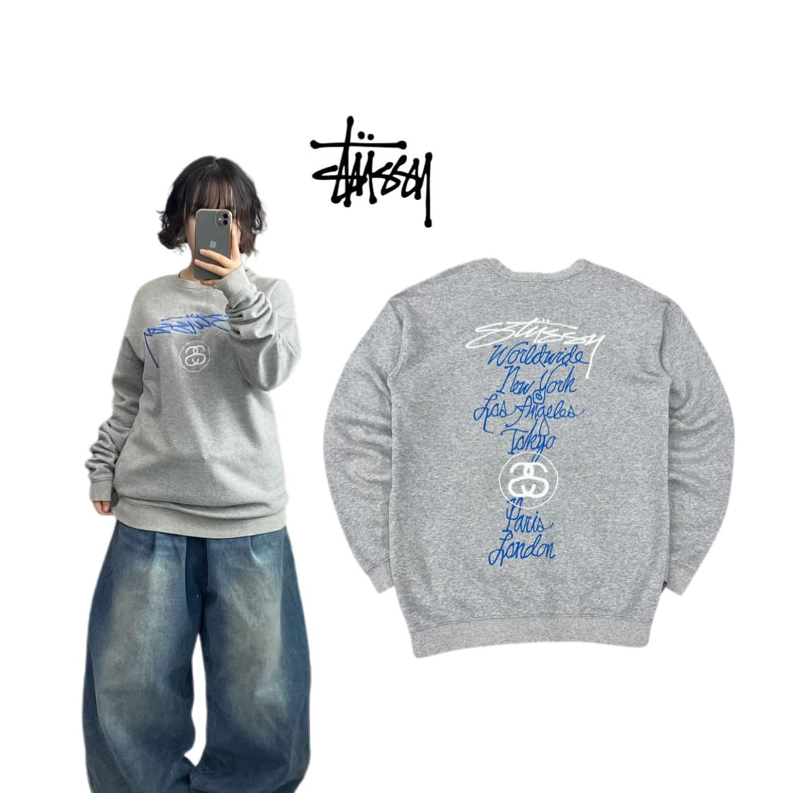 스투시 00s 커스텀메이드 크루넥 스웻 맨투맨 상품이미지1
