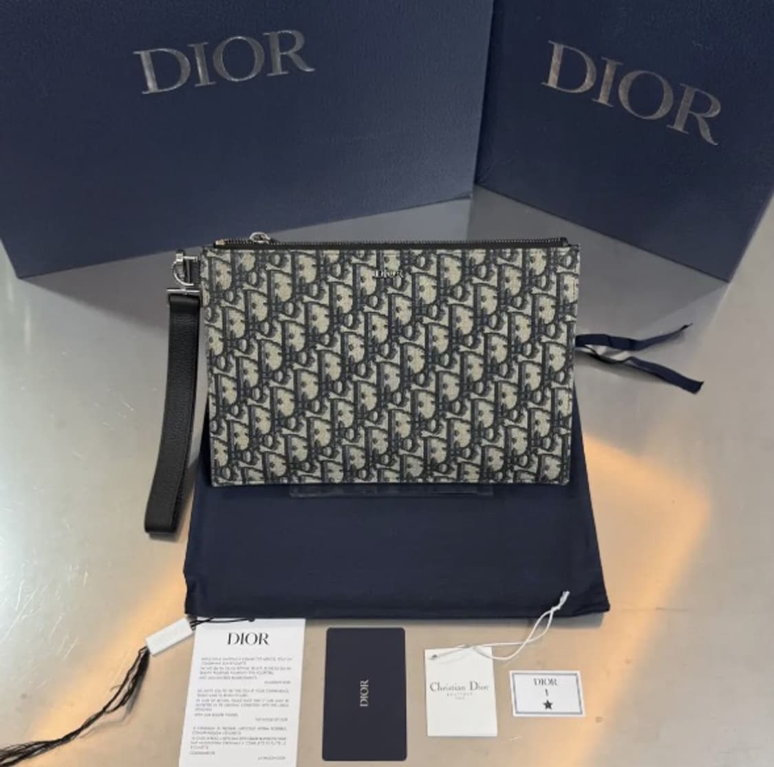 [정품] 디올 오블리크 자카드 베이지 클러치 풀구성품 상품이미지1