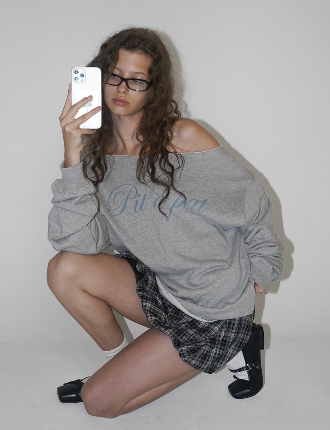 키피니 보트넥 프린팅 긴팔티 상품이미지1