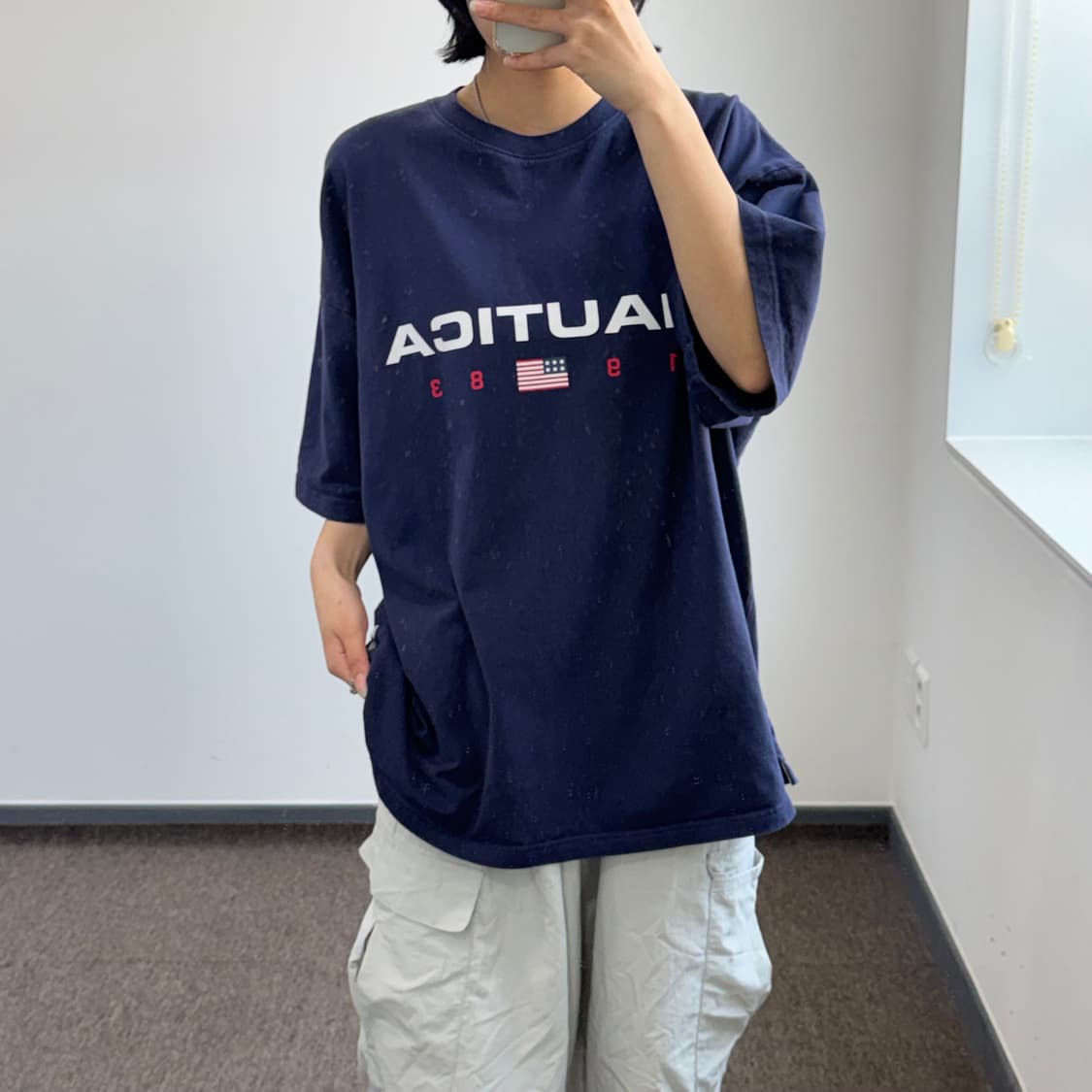 Nautica 노티카 스펠아웃로고 네이비 반팔 상품이미지1