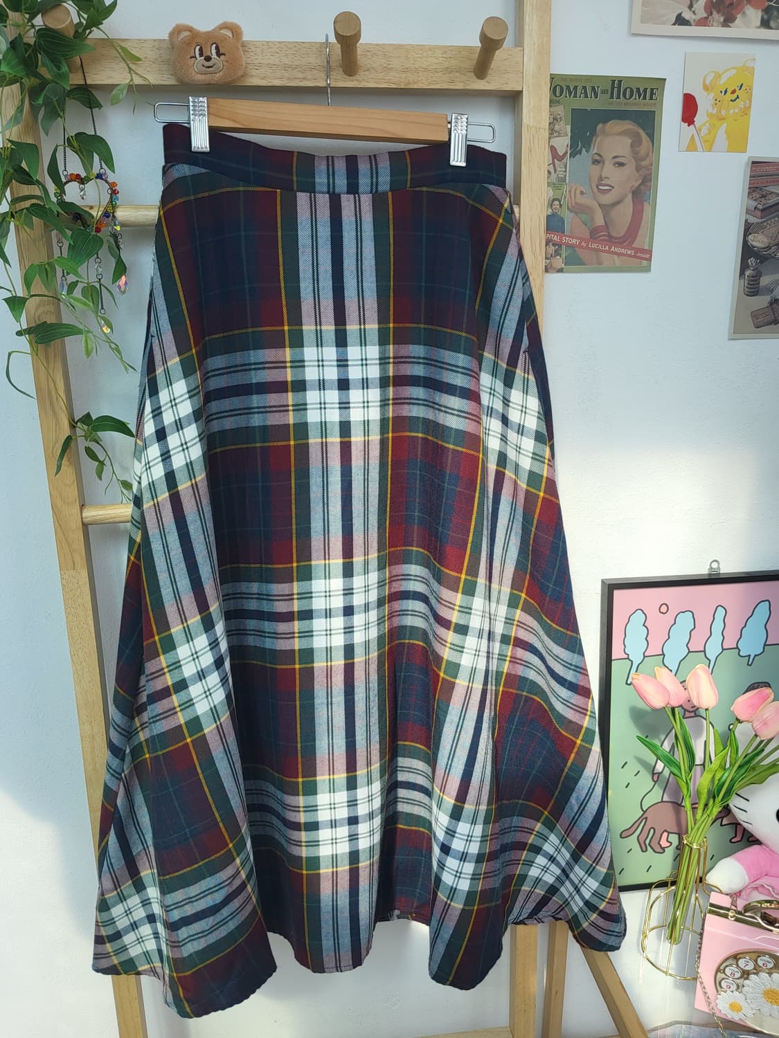 테치치 체크 롱스커트 상품이미지5