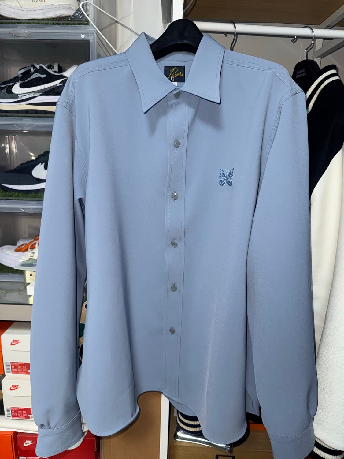 니들스 스튜디오스 별주 셔츠 블루 L사이즈 상품이미지1