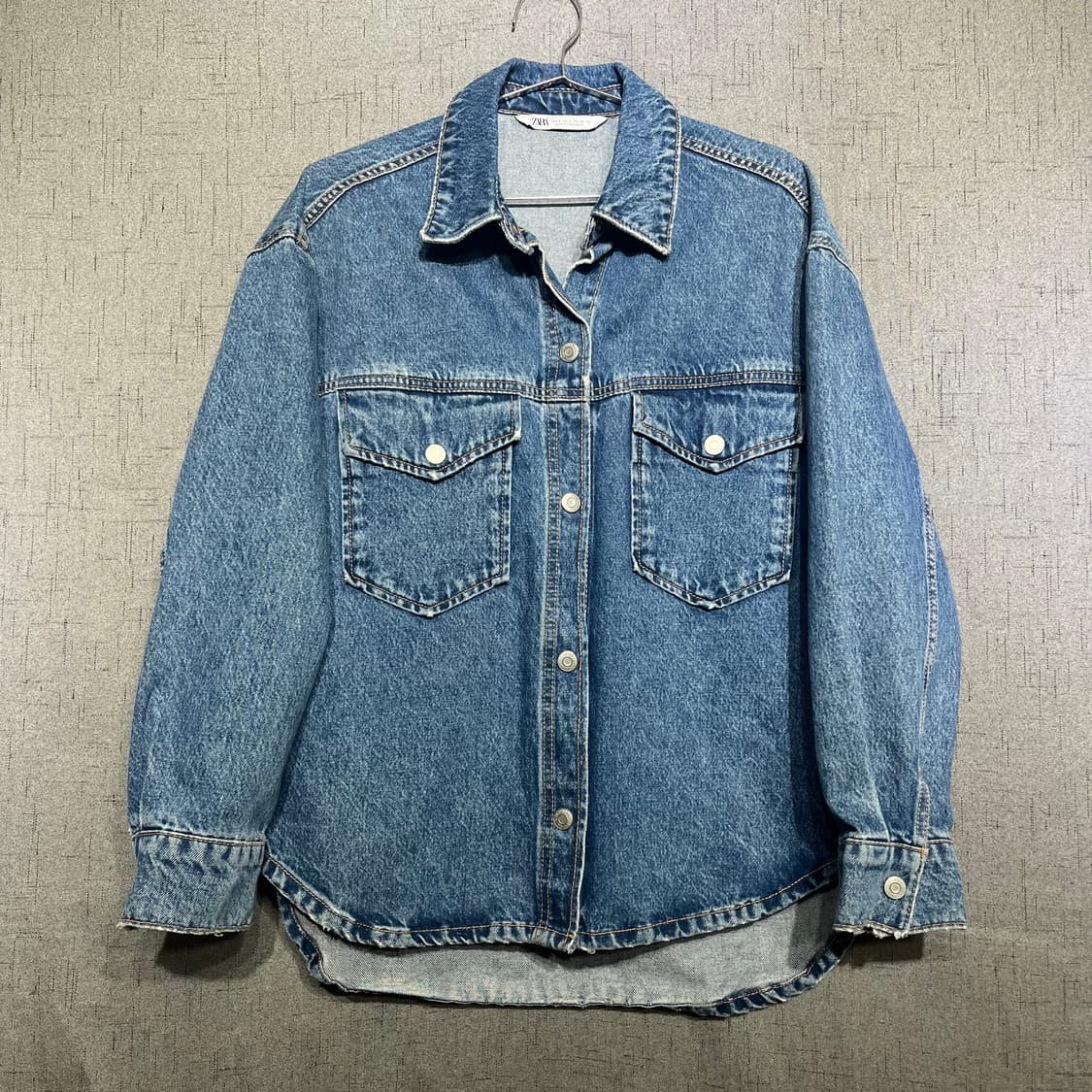 자라 zara 오버핏 데님 청자켓 FREE 상품이미지1