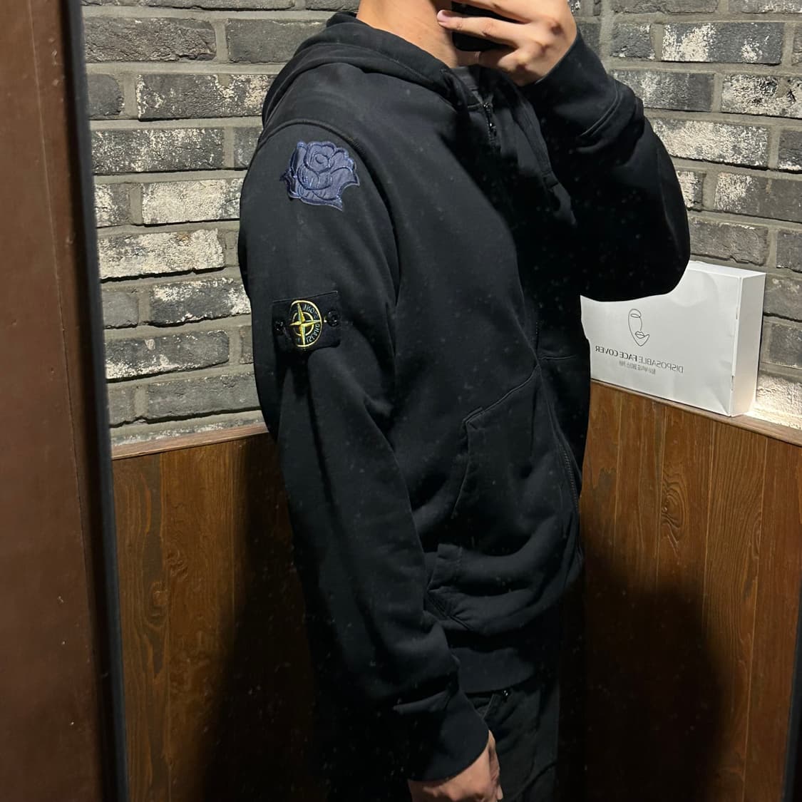 XL) 스톤아일랜드 블랙 후드집업 한글택 정품 상품이미지10