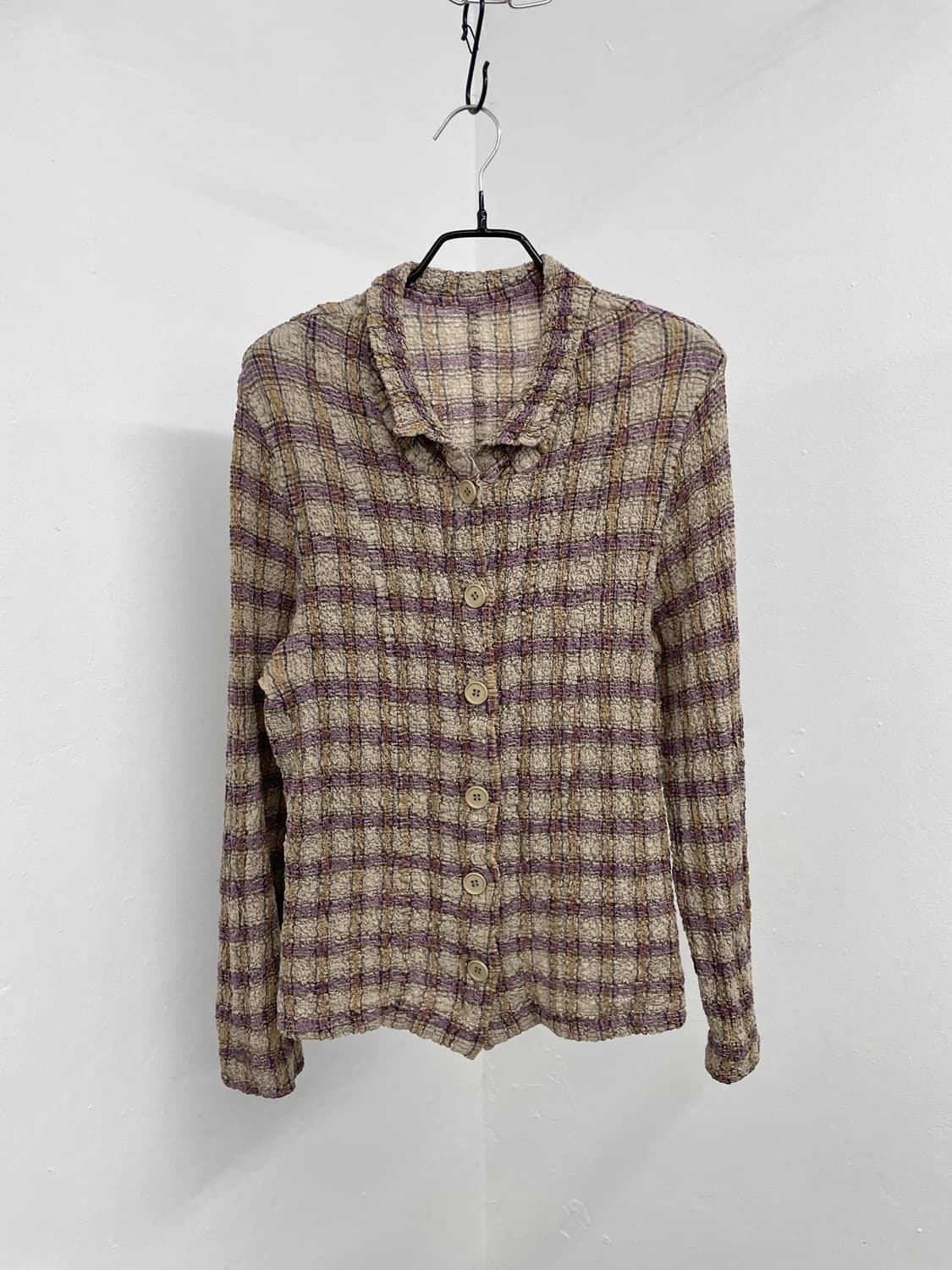 라떼 링클 체크 버튼 탑 상품이미지4