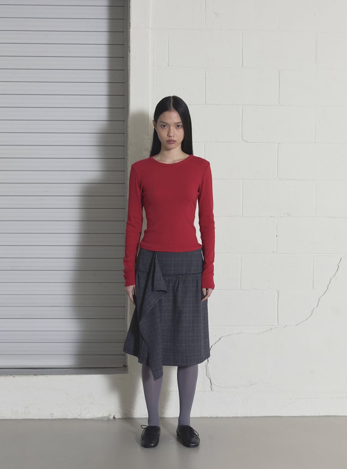 오데스 체크 미디스커트2 상품이미지1