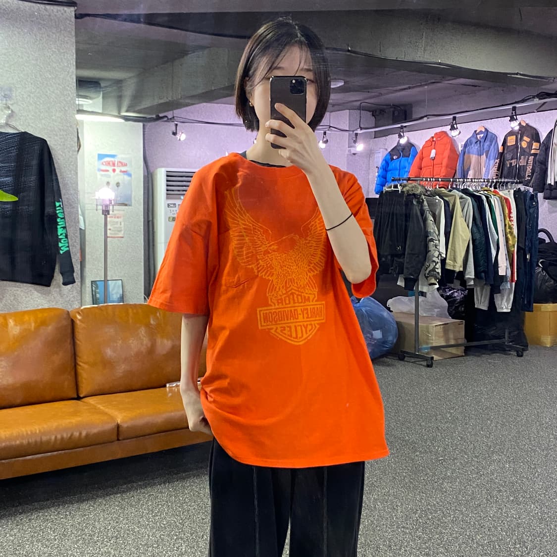 할리데이비슨 빅로고 오렌지 하프슬리브 B4308 상품이미지1