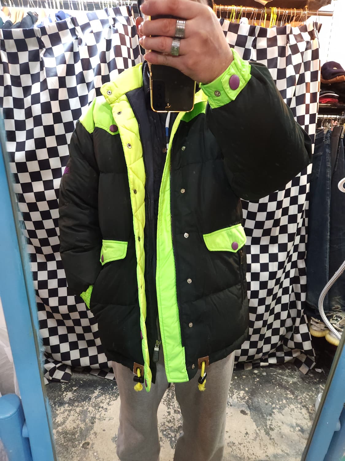 아디다스 데상트 90s 형광배색 오리털 롱패딩 점퍼 상품이미지6