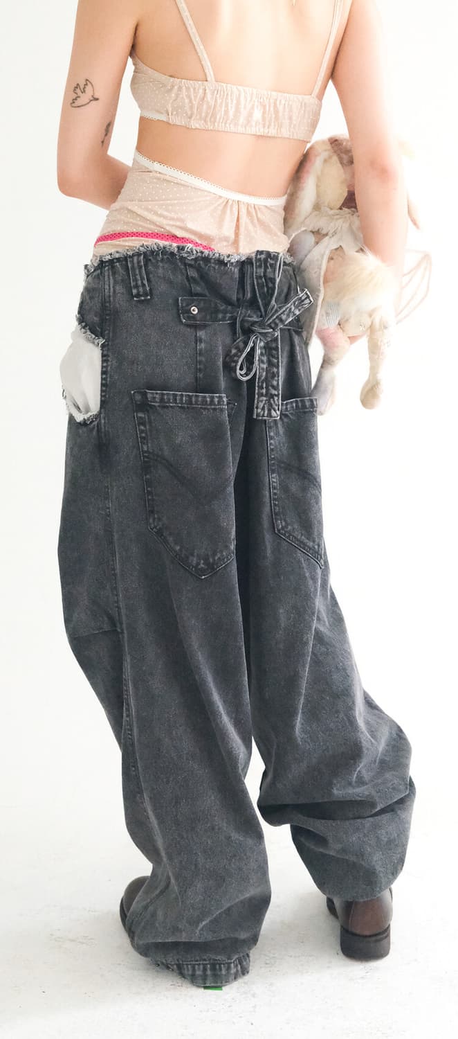 샵페어리cut-off denim maxi pants (black) 새상품 상품이미지5