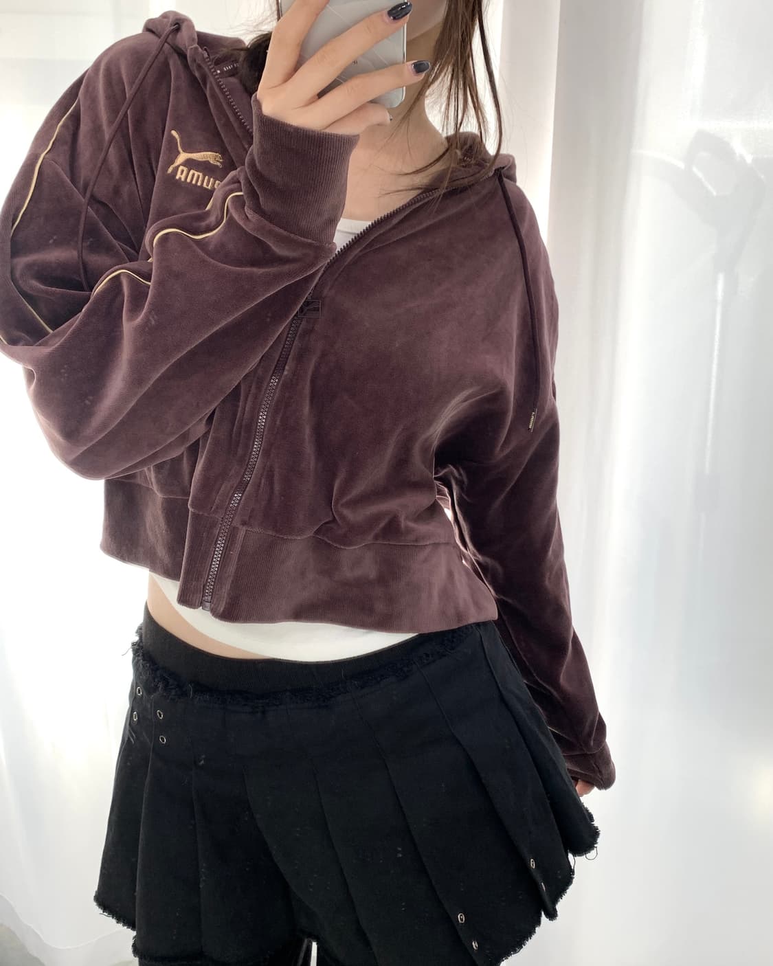 Puma 퓨마 퍼플레드 벨벳 후드 집업 상품이미지6
