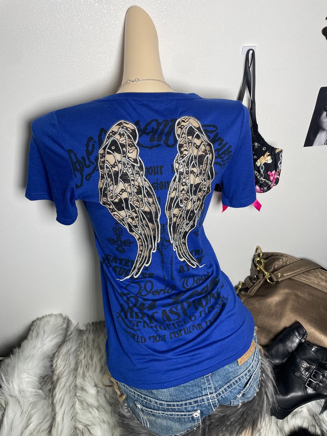 M.K.R 날개 백 시스루 반팔티셔츠 상품이미지4