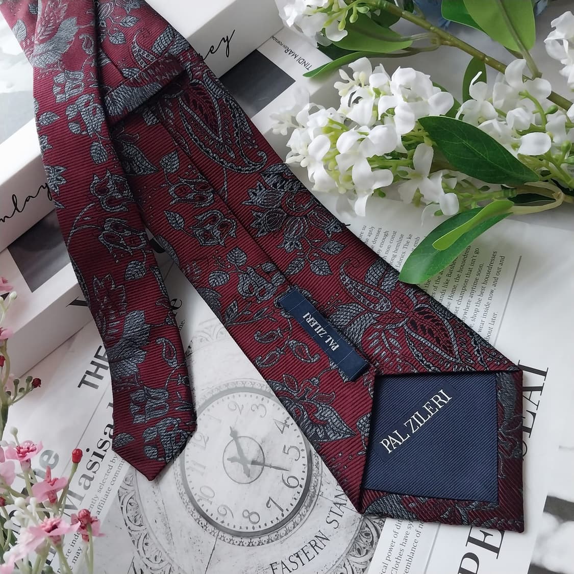 빨질레리 실크 와인 자카드 페이즐리 넥타이 8.5cm A+등급 K1458 상품이미지5