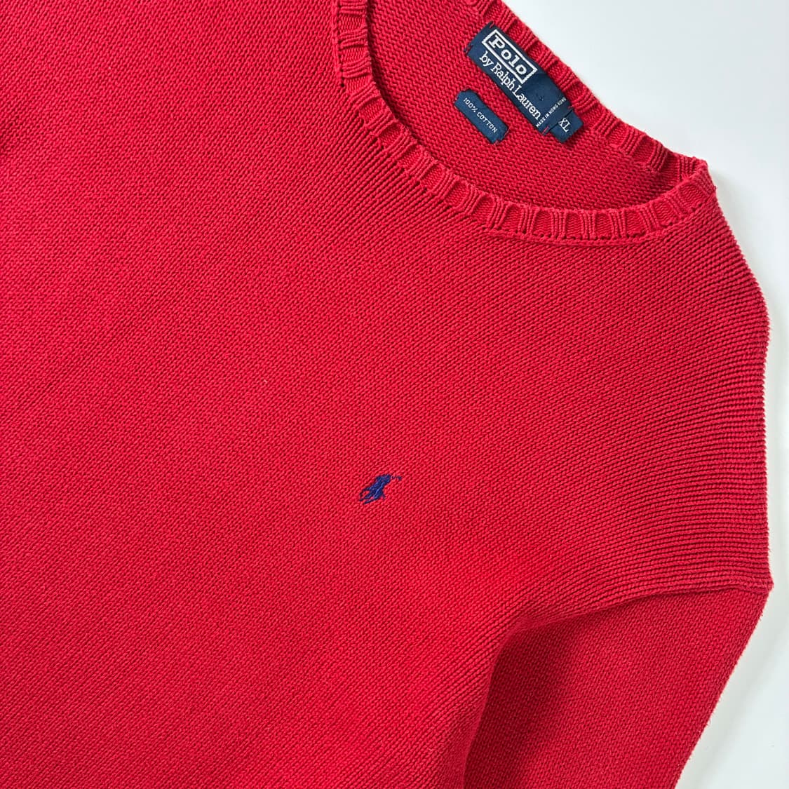 Polo 폴로 랄프로렌 레드 코튼 라운드 니트 상품이미지3