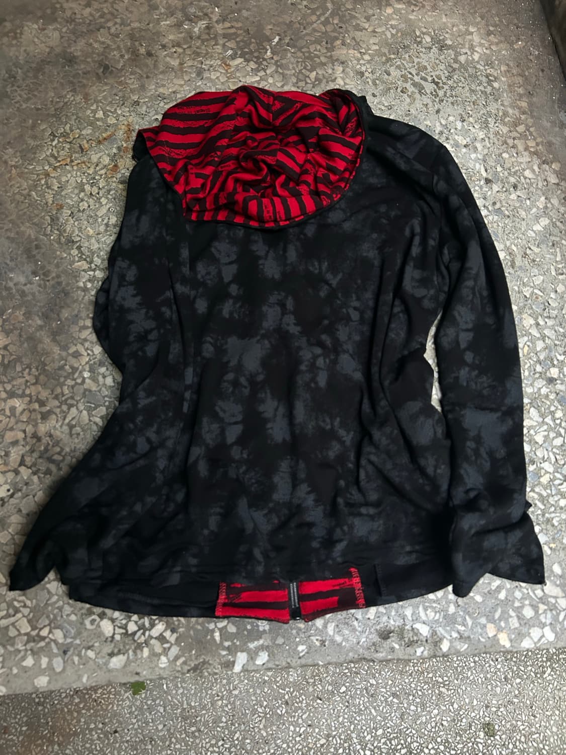 2000s jpn 펑크 체크 레이어드 스컬 프린팅 후드집업 상품이미지4