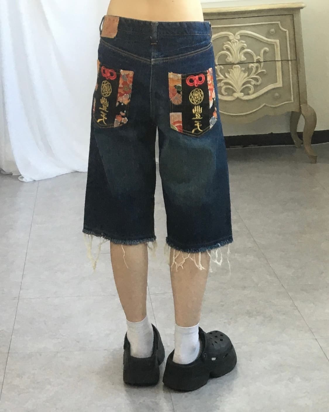 Oriental mood half denim pants 상품이미지5