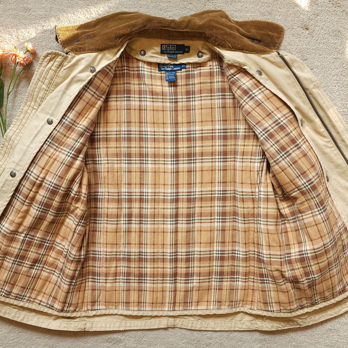 폴로 랄프로렌 파이어맨 자켓 코듀로이 카라 캔버스 레더 XL 상품이미지3