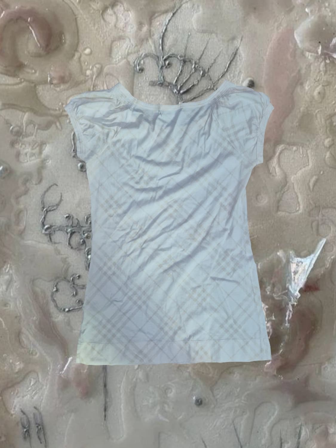 빈티지 버버리 블루라벨 노바체크 반팔 티셔츠 38 퍼프소매 딱붙핏 상품이미지2