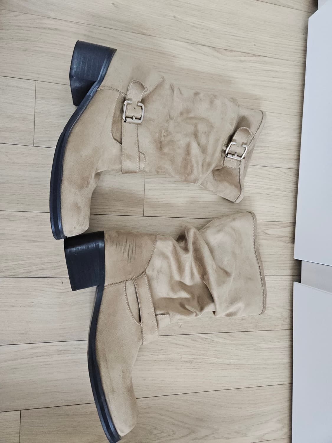 프롬비기닝 버클 셔링 미들 베이지 부츠 상품이미지7