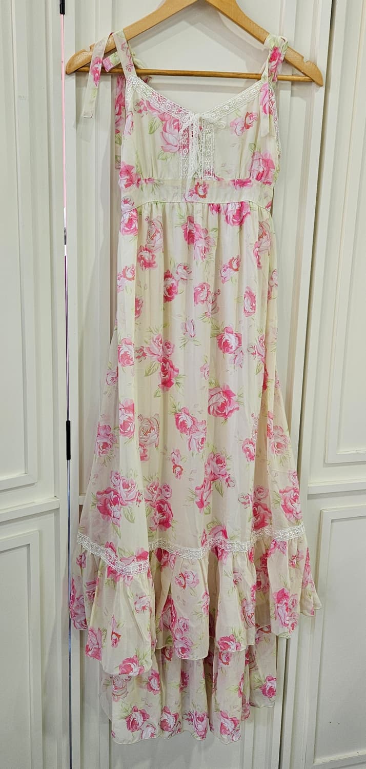 디어리 플라워 롱 원피스  레이스 프릴 상품이미지2