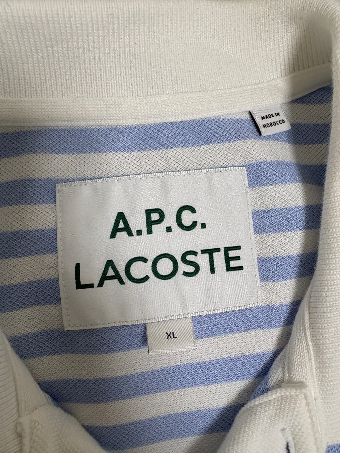 APC 아페쎄 라코스테 콜라보 스트라이프 반팔 폴로 카라티 XL 상품이미지4