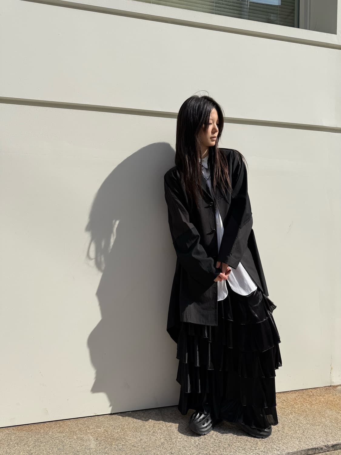 새틴 프릴 롱 스커트 상품이미지9